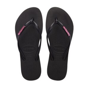 HAVAIANAS SLIM LOGO METALLIC BLACK/PINK 4119875-1094